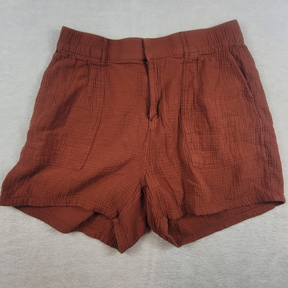 Torrid Rust Brown Cotton Gauze Shorts Womens Size 12 Elastic Waist Pockets